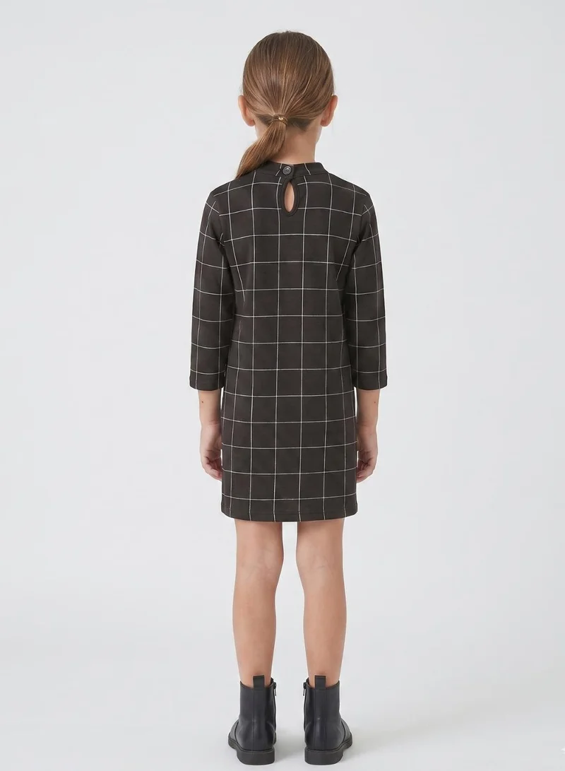 بيبي كلو Girls Black Grid Print Dress