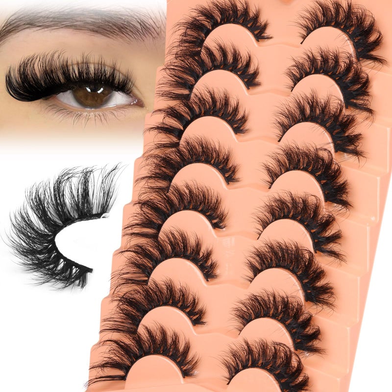zanlufly Mink Lashes Cat Eye Lashes Volume Fox Eye False Eyelashes Lashes Natural 6D D-Curly Volume Fake Eyelashes Soft Handmade Lashes that Look Like Extensions Lashes Pack - Image 1