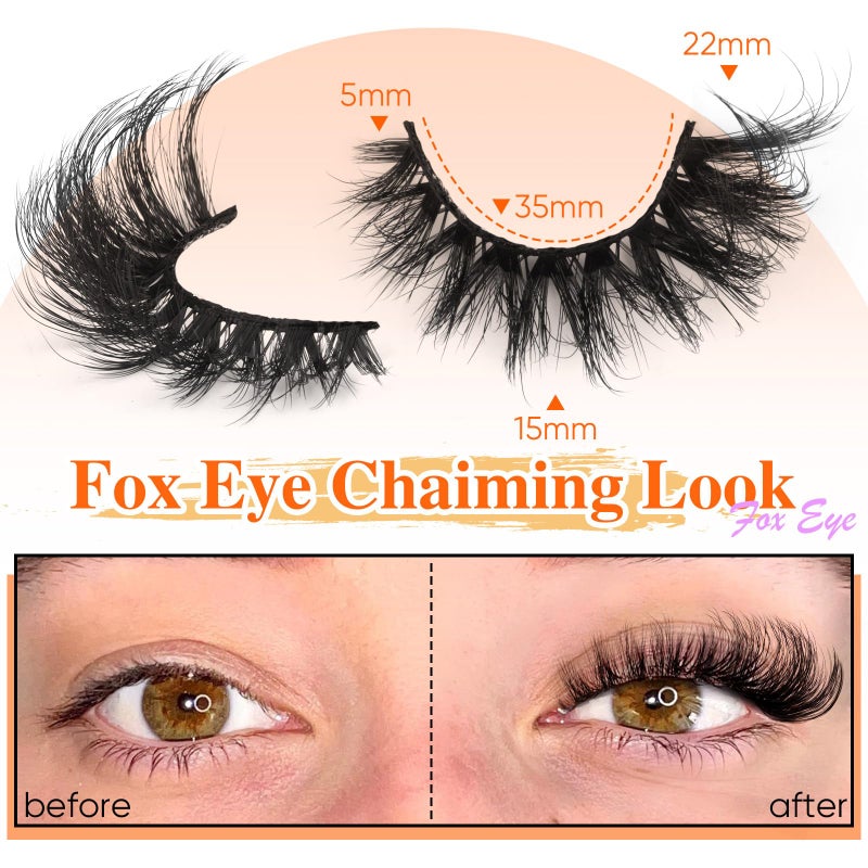 zanlufly Mink Lashes Cat Eye Lashes Volume Fox Eye False Eyelashes Lashes Natural 6D D-Curly Volume Fake Eyelashes Soft Handmade Lashes that Look Like Extensions Lashes Pack - Image 4