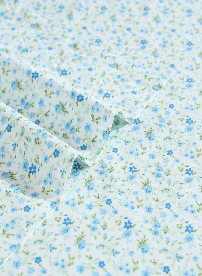 Laura Ashley - Queen Sheets, Super Soft Cotton Percale Bedding Set with Match Pillowcases, Breathable Essentials (Evie Blue, Queen) - Image 5