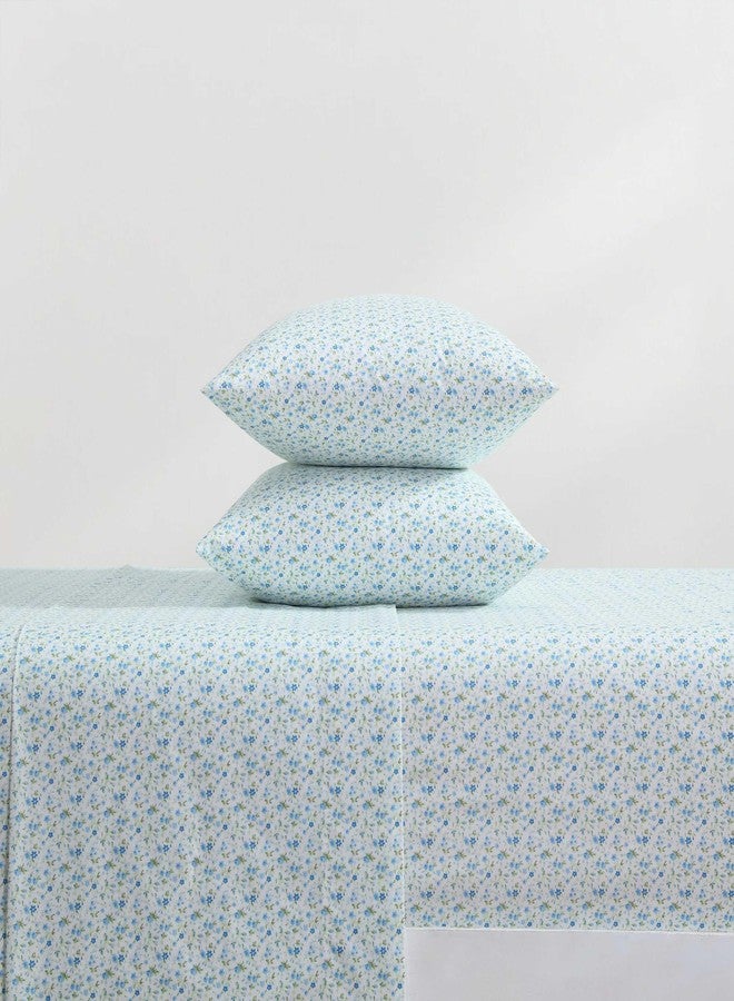 Laura Ashley - Queen Sheets, Super Soft Cotton Percale Bedding Set with Match Pillowcases, Breathable Essentials (Evie Blue, Queen) - Image 3