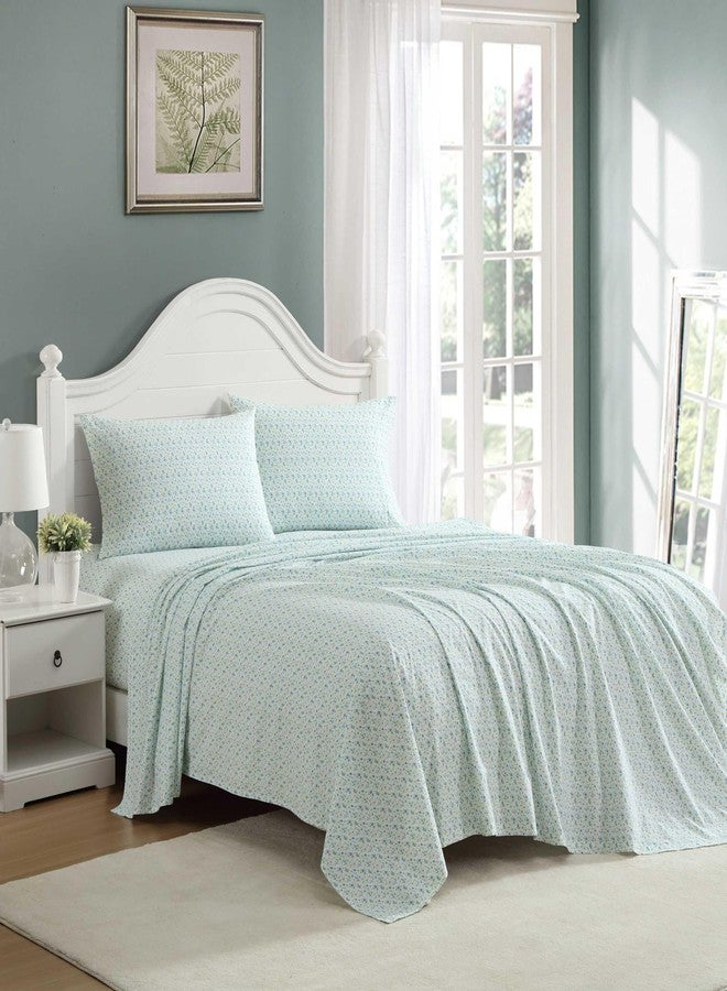 Laura Ashley - Queen Sheets, Super Soft Cotton Percale Bedding Set with Match Pillowcases, Breathable Essentials (Evie Blue, Queen) - Image 2