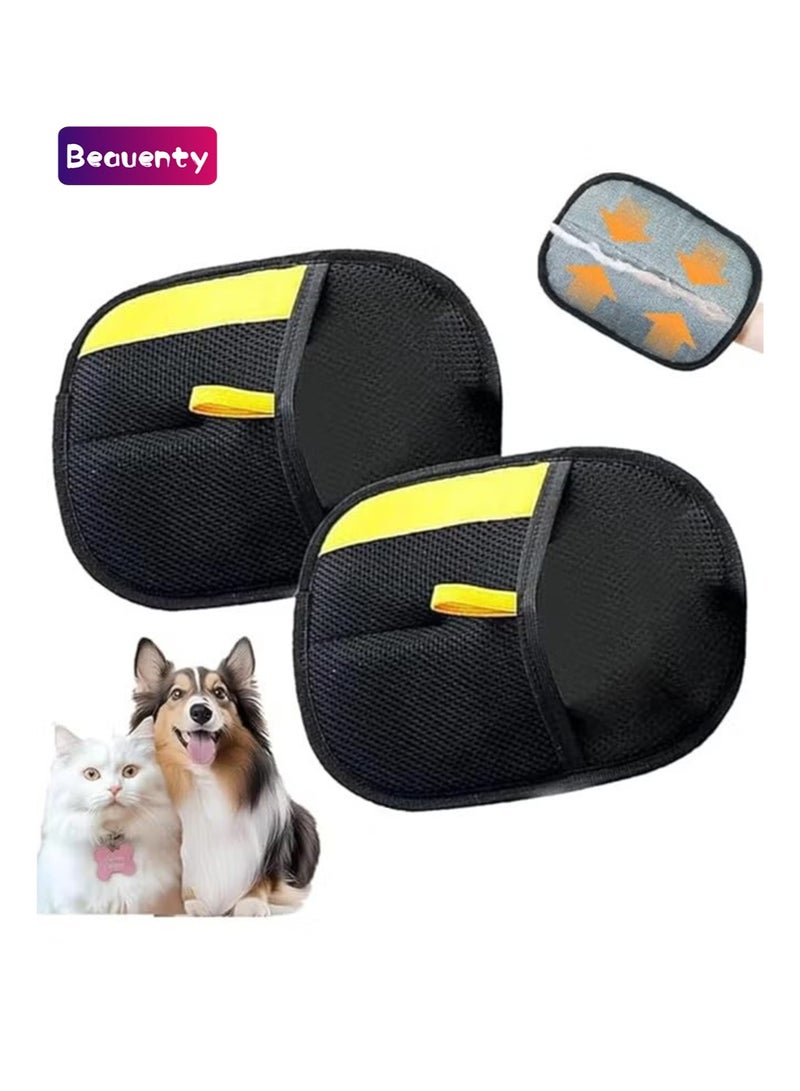 Beauenty Double Sided Pet Grooming Gloves, Reusable Dog & Cat Hair Remover Glove for Washing, Deshedding & Brushing, Antistatic Grooming Gloves for Long/Short Hair Pets (2 Packs) - Image 1