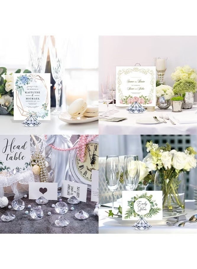 WALALLA 24 Pack Clear Diamond Place Card Holders Stands, Acrylic Crystal Table Card Stands for Wedding, Party Decoration, Baby Shower, Table Decoration - Image 4