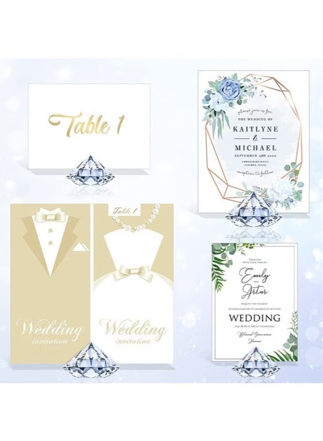 WALALLA 24 Pack Clear Diamond Place Card Holders Stands, Acrylic Crystal Table Card Stands for Wedding, Party Decoration, Baby Shower, Table Decoration - Image 3