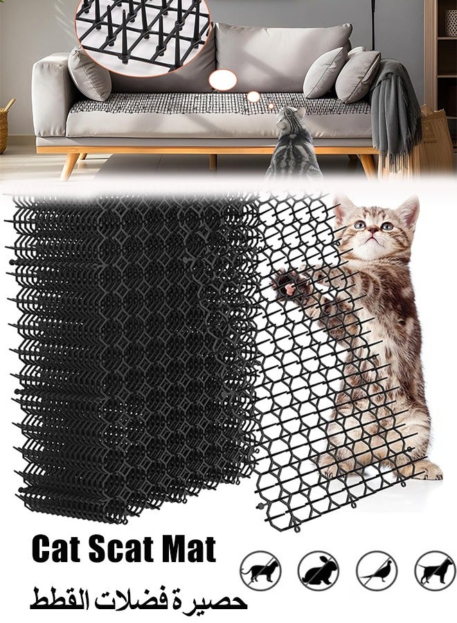 Generic 6/10Pcs Scat Mat for Cats, Cat Deterrent Mat with Spikes, Plastic Cat Spikes Mat, Pet Repellent Barrier, Digging Stopper Prickle Strip Net, Cat Scratch Furniture Protector, Anti-Cat Mat, Cat Repellent Spike, Cat Scat Mat for Indoor Outdoor Use, Keep Pets Away from Plants, Indoor Furniture & Outdoor Garden Fence(34*44CM)  - Image 1