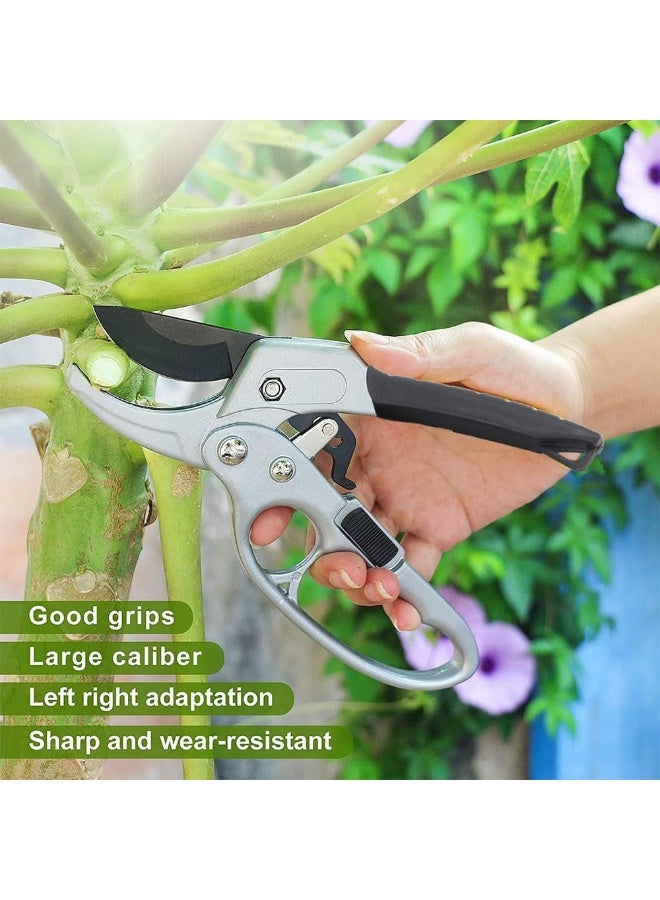 جيه زد اس مقص تقليم الحدائق JZS Ratchet، نوع السندان، آلية تقليم ثلاثية المراحل توفر قوة قطع 5 أضعاف المقلم العادي، مقص بستنة احترافي لالتهاب المفاصل وضعف اليدين، أسود - Image 4