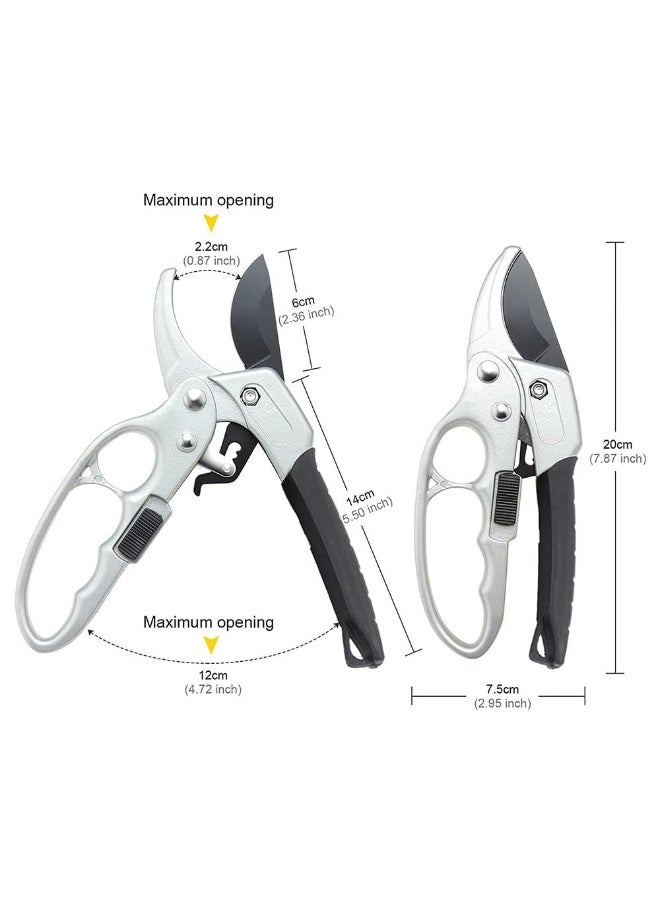 جيه زد اس مقص تقليم الحدائق JZS Ratchet، نوع السندان، آلية تقليم ثلاثية المراحل توفر قوة قطع 5 أضعاف المقلم العادي، مقص بستنة احترافي لالتهاب المفاصل وضعف اليدين، أسود - Image 2