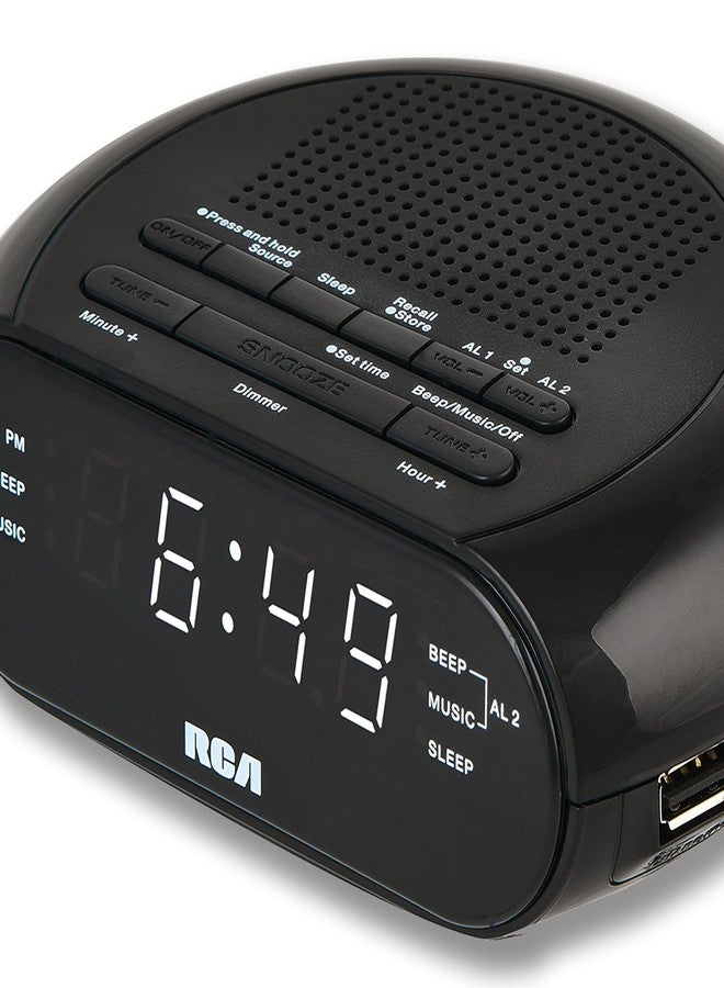 RCA RCS27 Digital Radio Alarm Clock with Soothing Sounds, Brightness Control, and USB Charging Port - Image 2