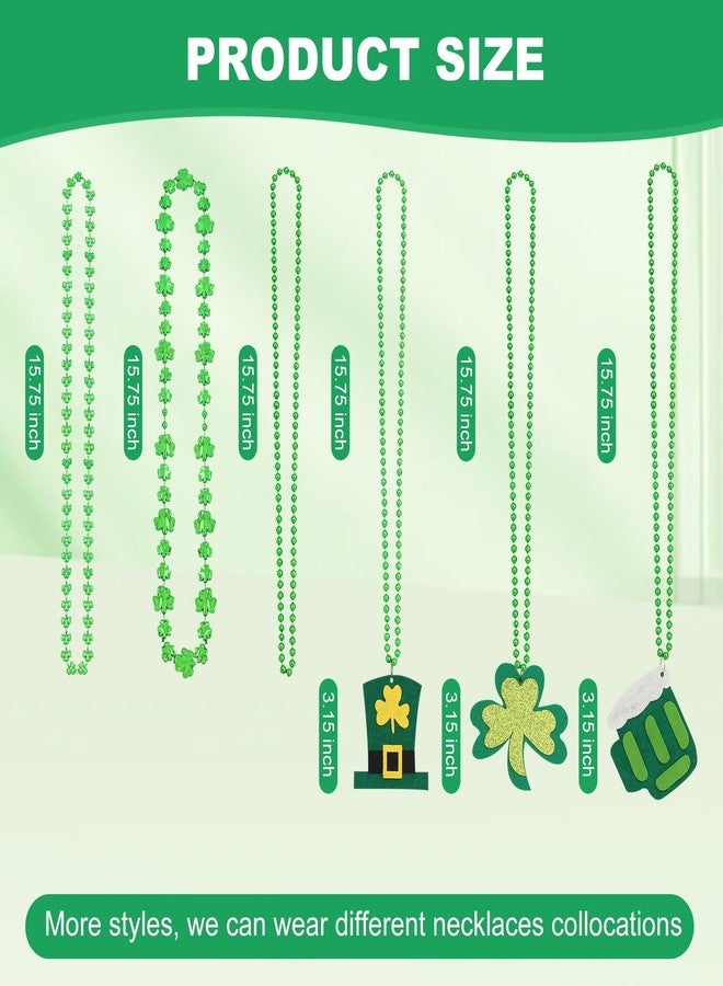 Becfupo 100 Pack St. Patricks' Day Beads Necklaces Bulk, Shamrock Shaped Necklaces Green Beaded Necklaces Hanging With Pendants For Green Irish St. Patricks Party Decoration - Image 4