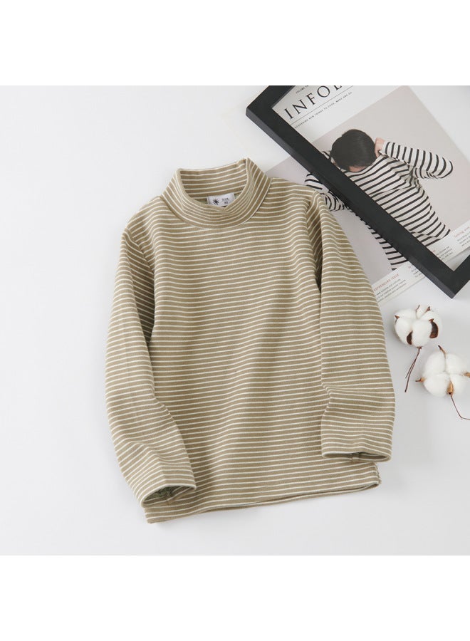 Children's Wear Base Shirt Girl's Autumn Middle Collar Thickened Branding Top Spring New Korean Style Foreign Style Striped Base Shirt
