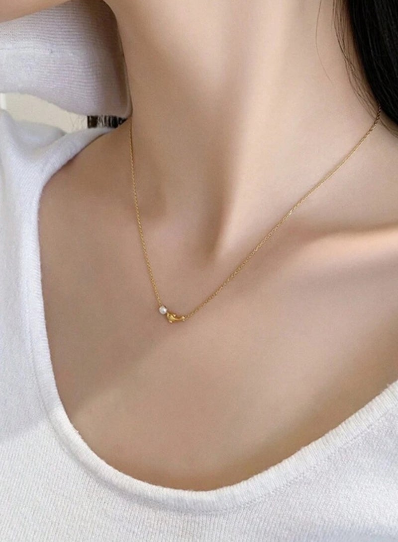 إيكوال سلسال نسائي أنيق مصنوع من الاستانلس ستيل مطلي باللون الذهبي - Image 3