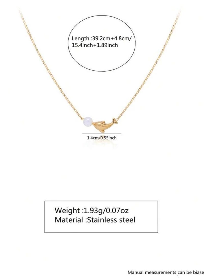 إيكوال سلسال نسائي أنيق مصنوع من الاستانلس ستيل مطلي باللون الذهبي - Image 5