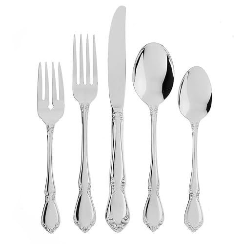 Oneida Silverware Set, Chateau 5-Piece Fine Flatware Place Setting, Service For 1, Dishwasher Safe, 18/10 Stainless Steel, Knives Spoons And Forks, Home And Kitchen Utensils Set (Silver, 5 Piece) - Image 5