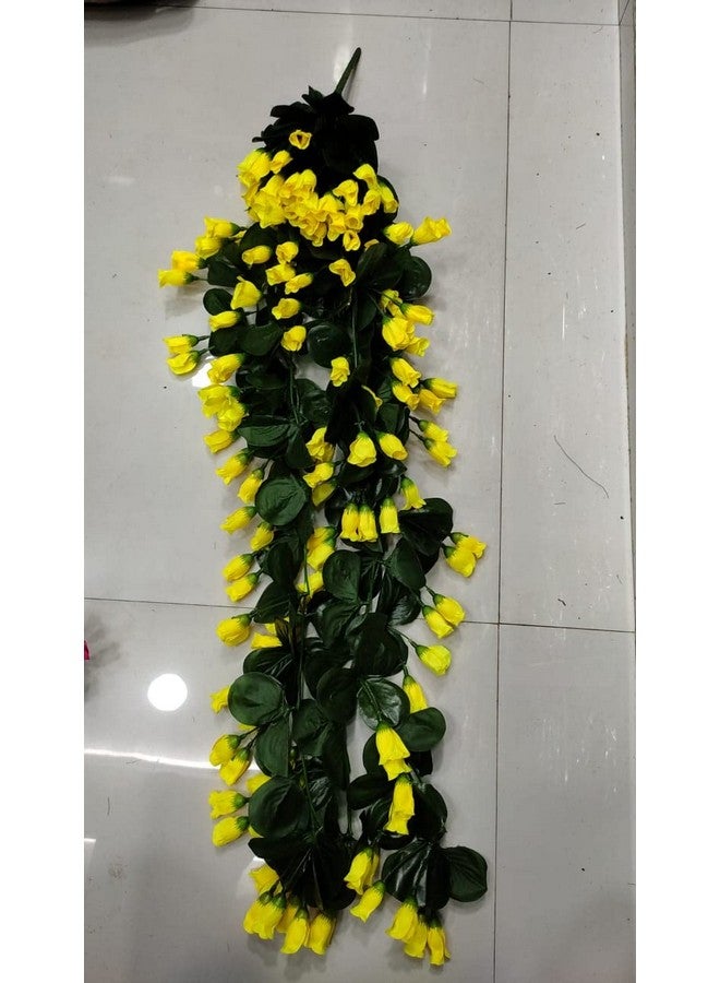 VRB Dec باقة زهور الأوركيد الاصطناعية VRB Dec™ | زهور الأوركيد المعلقة للديكور | زهرة اصطناعية لتزيين المنزل وتعليق الجدران لعيد ديوالي/غانباتي/عيد الميلاد/عيد الحب. (أصفر، 2) - Image 2
