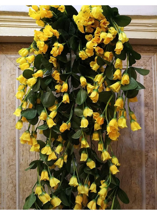 VRB Dec باقة زهور الأوركيد الاصطناعية VRB Dec™ | زهور الأوركيد المعلقة للديكور | زهرة اصطناعية لتزيين المنزل وتعليق الجدران لعيد ديوالي/غانباتي/عيد الميلاد/عيد الحب. (أصفر، 2) - Image 1