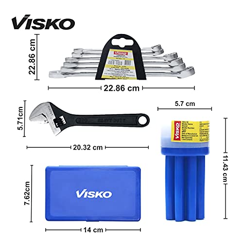 VISKO Hand Tools Combo | 816 Tools Combo With Allen Key Set | Pack of 9 | 8 Blades Combination Screwdriver Set with Tester and Recessed Panel Double Sided Combination Wrench | - Image 3