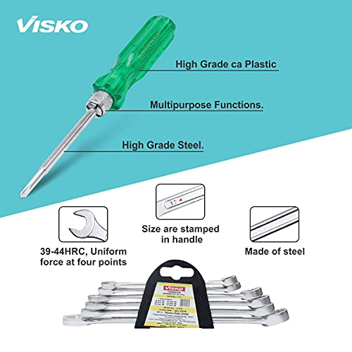 VISKO Hand Tools Combo | 816 Tools Combo With Allen Key Set | Pack of 9 | 8 Blades Combination Screwdriver Set with Tester and Recessed Panel Double Sided Combination Wrench | - Image 5