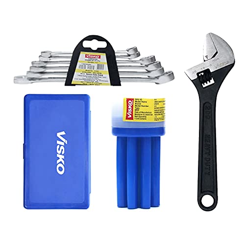 VISKO Hand Tools Combo | 816 Tools Combo With Allen Key Set | Pack of 9 | 8 Blades Combination Screwdriver Set with Tester and Recessed Panel Double Sided Combination Wrench | - Image 1