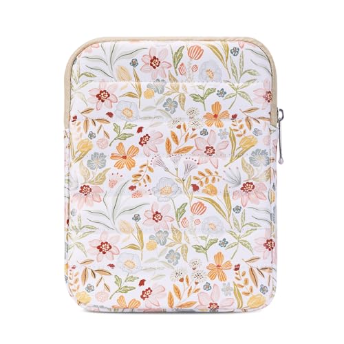 Clezolraa 6-7 Inch Puffy Sleeve Case for 7" Kindle Paperwhite 12th Gen/Colorsoft 2024, 6.8" Kindle Paperwhite 11th Gen, 6" Kindle 11th Gen 2024/2022, Oasis, Protective Pouch Bag, Beige Floral - Image 1