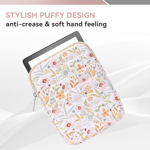 Clezolraa 6-7 Inch Puffy Sleeve Case for 7" Kindle Paperwhite 12th Gen/Colorsoft 2024, 6.8" Kindle Paperwhite 11th Gen, 6" Kindle 11th Gen 2024/2022, Oasis, Protective Pouch Bag, Beige Floral - Image 3
