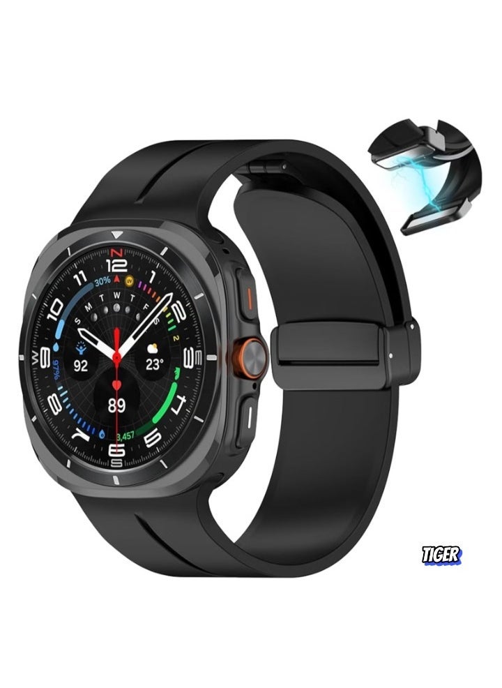 TIGER Magnetic Band Compatible with Samsung Galaxy Watch 7 Ultra 2024 – Silicone Sports Strap, D-Buckle Replacement, No Gap Design, Magnetic Closure, Stylish and Comfortable Band for Men & Women - Image 1