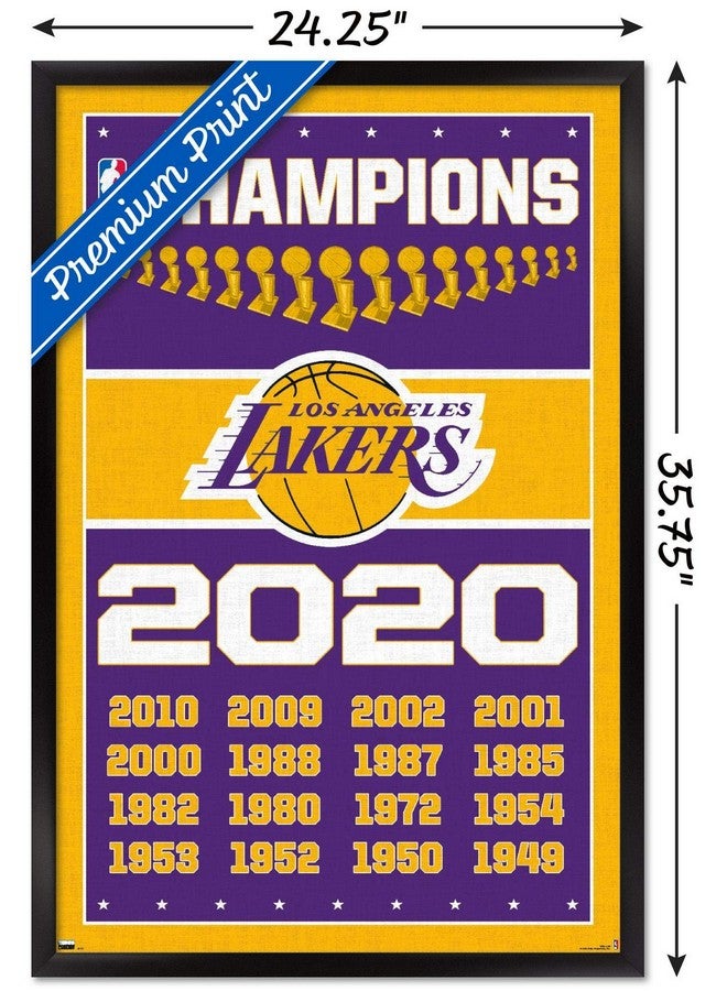 تريندز إنترناشونال ملصق حائط لفريق لوس أنجلوس ليكرز NBA من Trends International - Champions 20، مقاس 22.37 بوصة × 34.00 بوصة، إصدار بإطار أسود  - Image 3