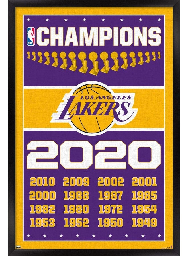 تريندز إنترناشونال ملصق حائط لفريق لوس أنجلوس ليكرز NBA من Trends International - Champions 20، مقاس 22.37 بوصة × 34.00 بوصة، إصدار بإطار أسود  - Image 1