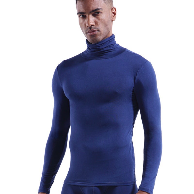 Mens Slim Fit Turtleneck Thermal Top Grey  - Image 5