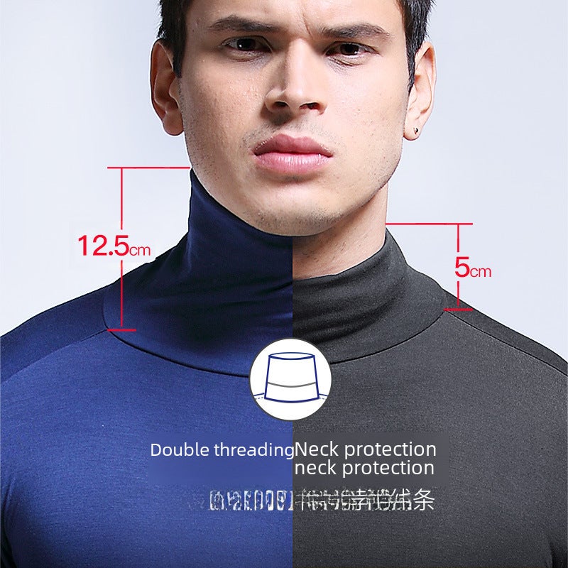 Mens Slim Fit Turtleneck Thermal Top Grey  - Image 4