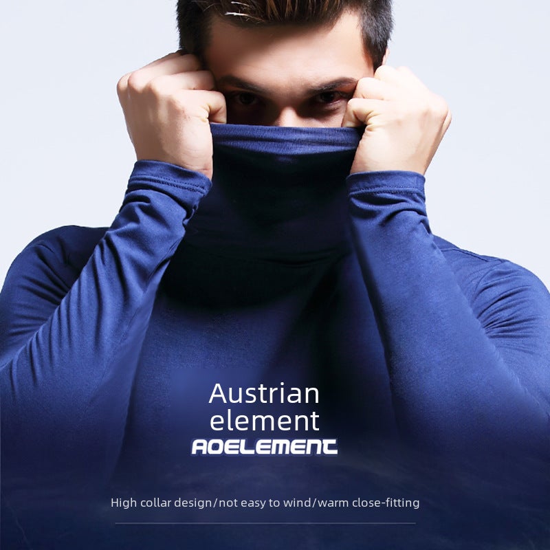 Mens Slim Fit Turtleneck Thermal Top Grey  - Image 3