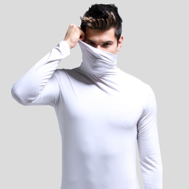 Mens Slim Fit Turtleneck Thermal Top Grey  - Image 2