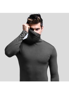 Generic Mens Slim Fit Turtleneck Thermal Top Grey  - Image 1