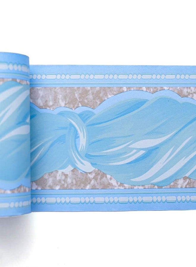Livelynine Blue Wallpaper Border Peel and Stick Bow-Knot Wall Border for Kids Bedroom Bathroom Self Adhesive Wallpaper Borders for Teen Girls Boys Room Prepasted Bulletin Board Boarders 4inx32.8ft - Image 1