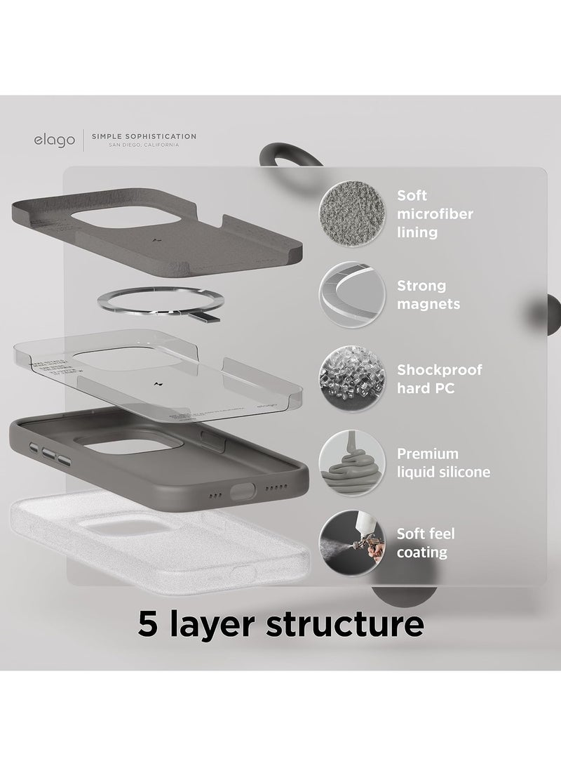 Elago Magnetic Liquid Silicone for iPhone 15 PRO Case Cover with MagSafe Shockproof - Medium Gray - Image 4