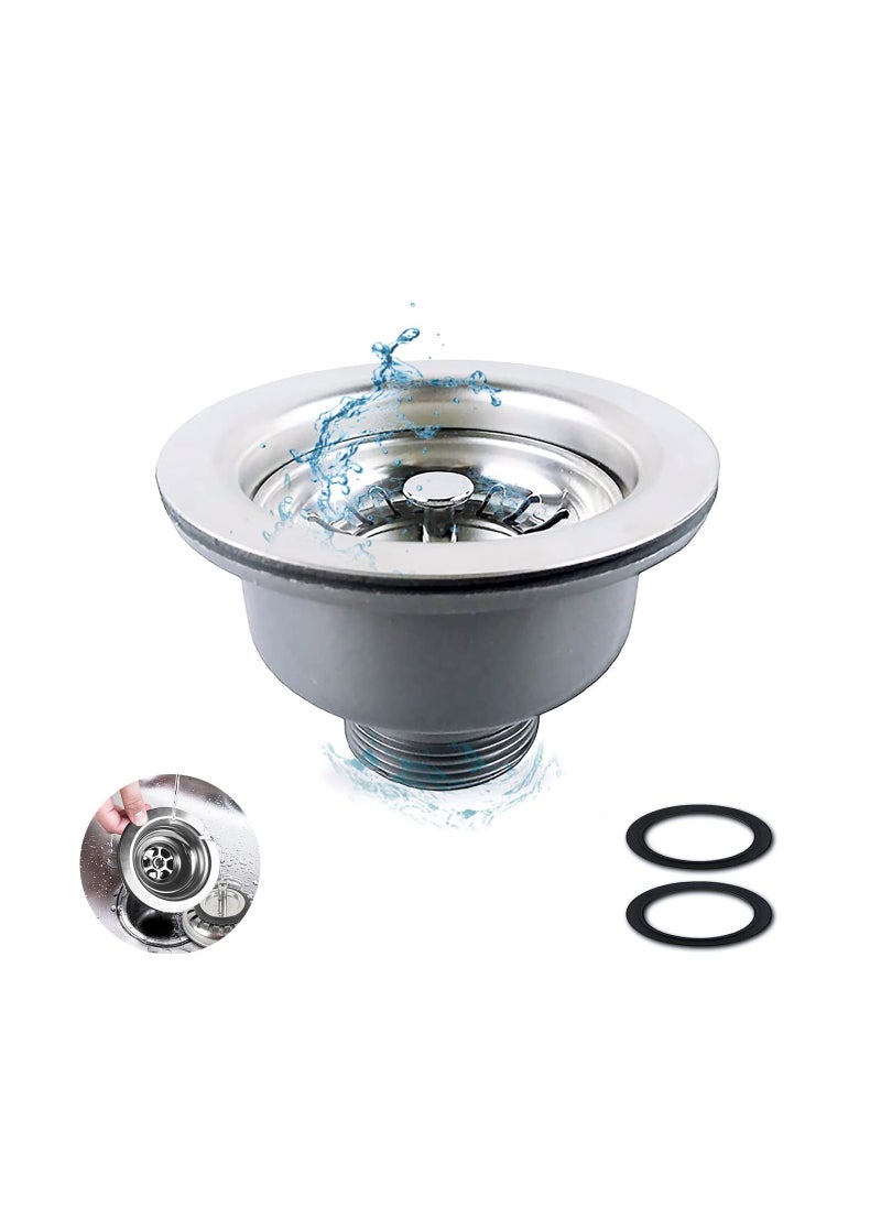 SYOSI Kitchen Sink Collection, Stainless Steel Strainer with Sink Drain Strainer Assembly Kitchen Sink Basket Waste Plug Sink Accessories, 114mm  - Image 1