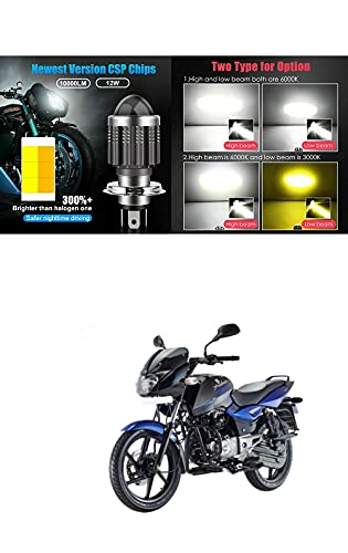 PRIKNIK Led Headlight Bulb with Lens 28W Two Color White/Yellow Light H4 Lamp Compatible With B-ajaj Pulsar 150 DTS-i - Image 2