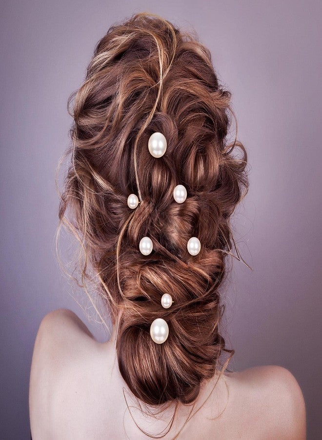 OIIKI 12PCS Pearls Hair Bobby Pins, Pearl Hair Clips, 3 Sizes Pearl Hair Barrettes, Decorative Wedding Bobby Pins, Bridal Pearl Hair Accessories for Women, Girls, Daily Use, Parties -Gold - Image 3