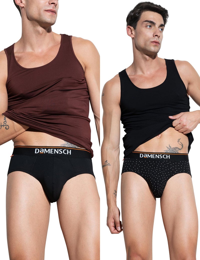 DAMENSCH Men's Deo-Cotton Deodorizing Brief- Pack of 2- Smallpotted Black, Sweet Black- Large - Image 1