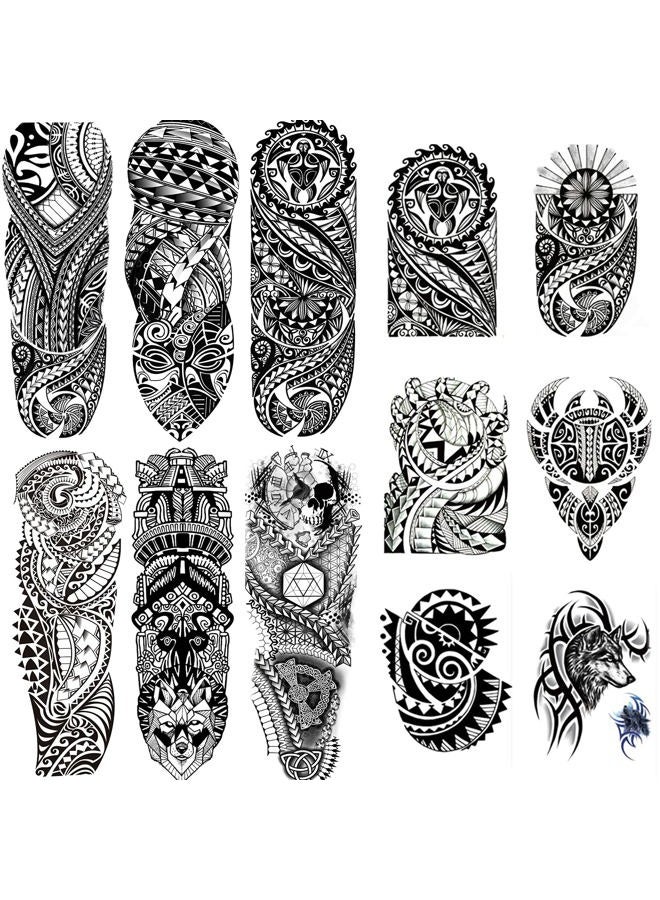 Leoars (FishDragon) - Full Sleeve Temporary Tattoos Dragon Fish Theme- Waterproof Fish Dragon Arm Tattoos Temporary and Extra Large Tattoo Sleeves for Men and Women -12 Sheets - Image 1