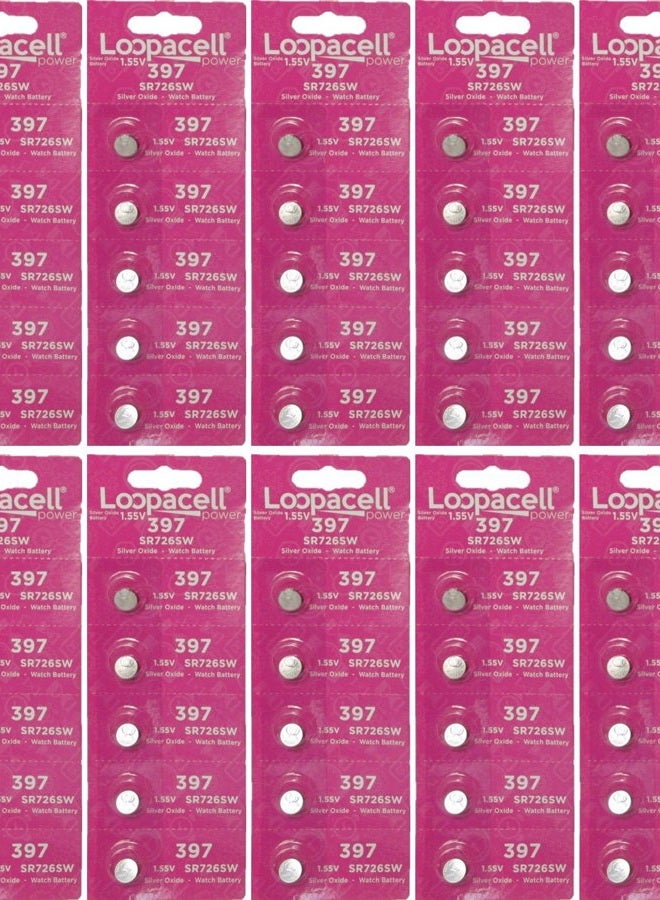Loopacell 397 (SR726SW) 1.55V Silver Oxide Watch Battery (50 Batteries) - Image 1