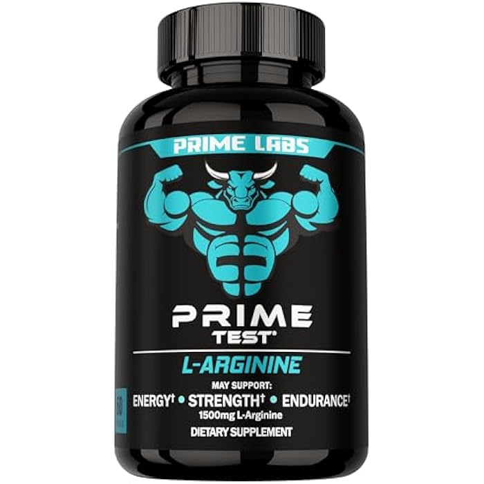 Prime Labs L Arginine 1500mg - Nitric Oxide Supplement - Blood Flow, Energy, Strength, Endurance - 60 Count - Image 1