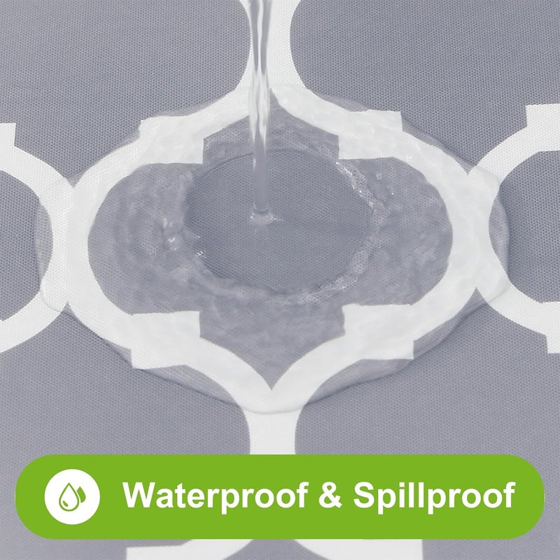 smiry Square Picnic Table Cover, Waterproof Elastic Fitted Camping Tablecloths, Wipeable Flannel Backed Vinyl Tablecloth Protector for Indoor, Outdoor (Grey, 24x24 Inches) - Image 3