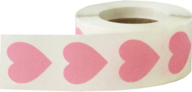 InStockLabels.com Pink Heart Stickers Valentine's Day Crafting Scrapbooking 0.75 Inch 500 Adhesive Stickers - Image 2