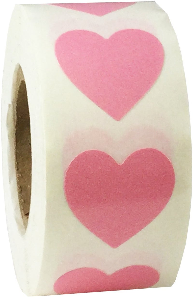 InStockLabels.com Pink Heart Stickers Valentine's Day Crafting Scrapbooking 0.75 Inch 500 Adhesive Stickers - Image 1