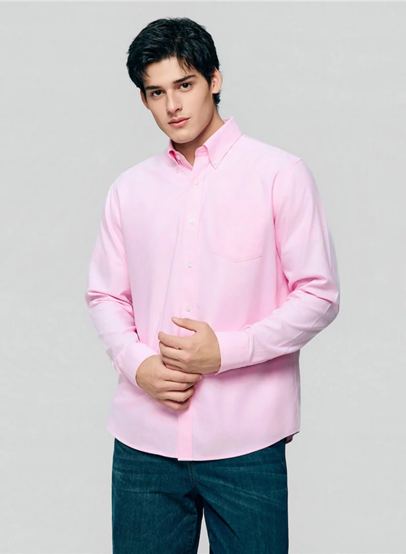 جيوردانو Men’s Cotton Long-Sleeve Wrinkle-Free Shirt