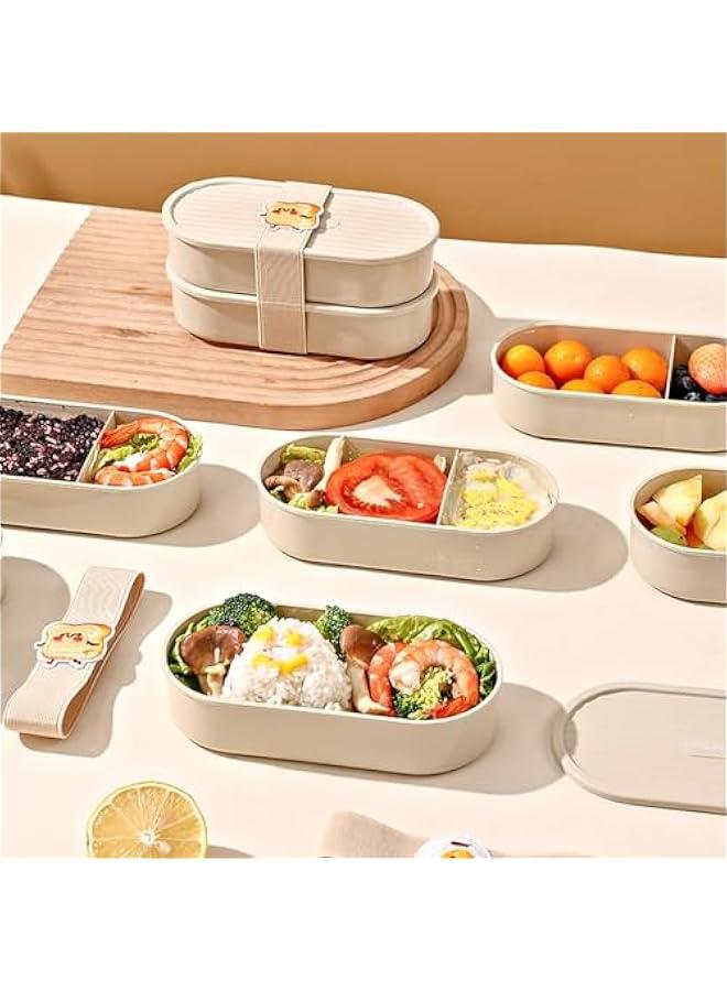ميكسد اوركيد ام® صندوق غداء بينتو على الطراز الياباني مكون من طبقتين مع ادوات مائدة وملعقة وشوكة وسكين، حاوية طعام مقسمة - Image 4