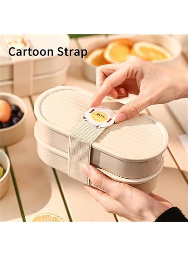 ميكسد اوركيد ام® صندوق غداء بينتو على الطراز الياباني مكون من طبقتين مع ادوات مائدة وملعقة وشوكة وسكين، حاوية طعام مقسمة - Image 5