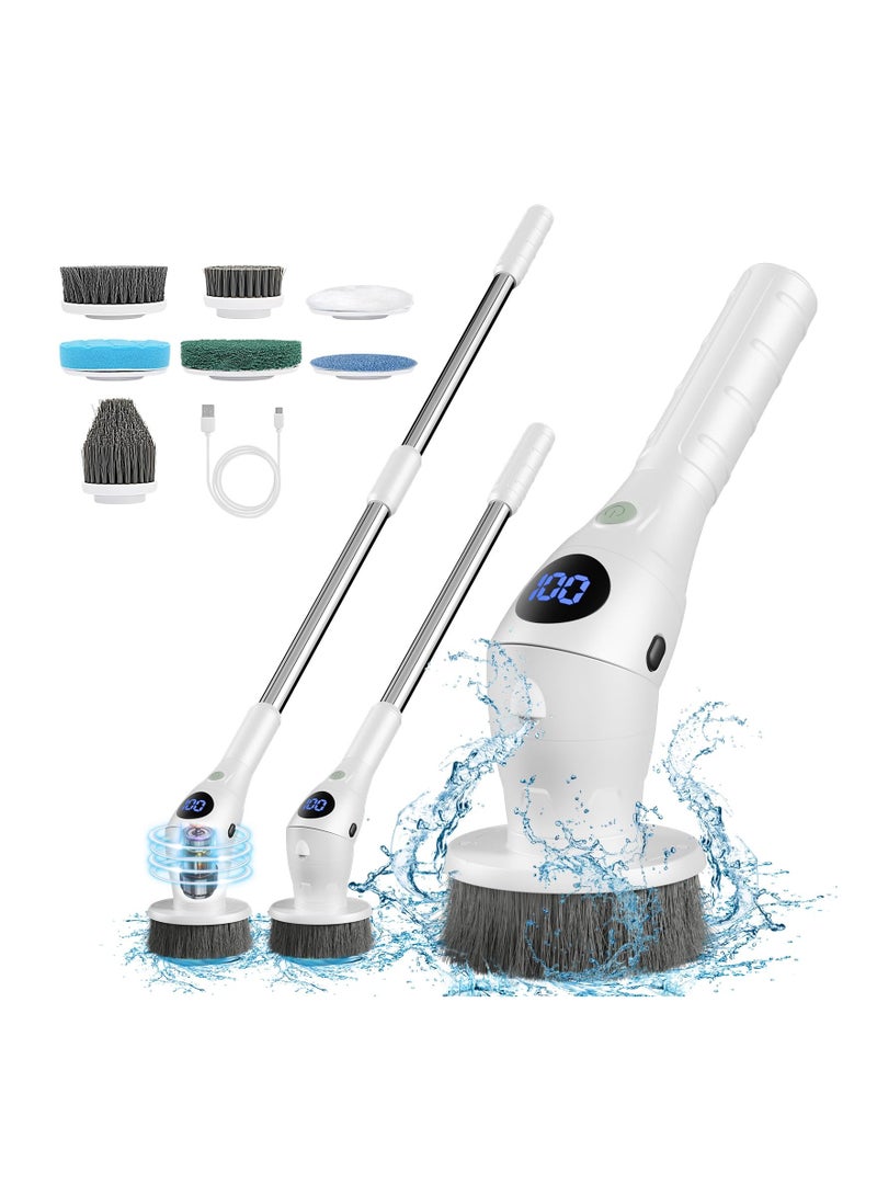 SYOSI Cordless Electric Spin Scrubber, LED Lighting Power Scrubber Brush  Cordless Power Scrubber with 8 Replaceable Brush Heads Home Cleaning Electric Brush for Bathroom, Tub, Tile, Floor Wall - Image 1