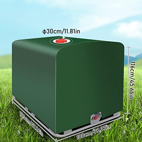 DTNESS IBC Tote Cover 275 Gallon 420D Green Tarpaulin with Silver Coating 120 x 100 x 116cm IBC Container Protective Cover Waterproof Sun UV Protective for Outdoor 1000L IBC Rainwater Tank - Image 3